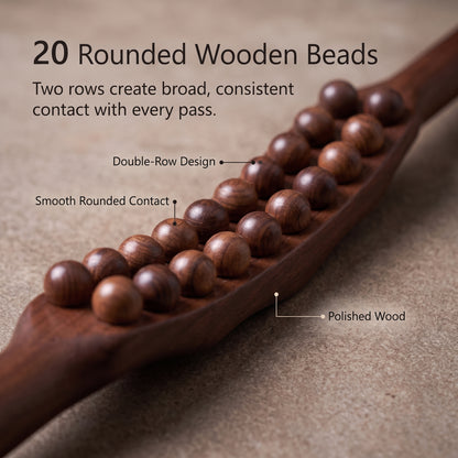 Double-Row Wooden Bead Body Massage Stick