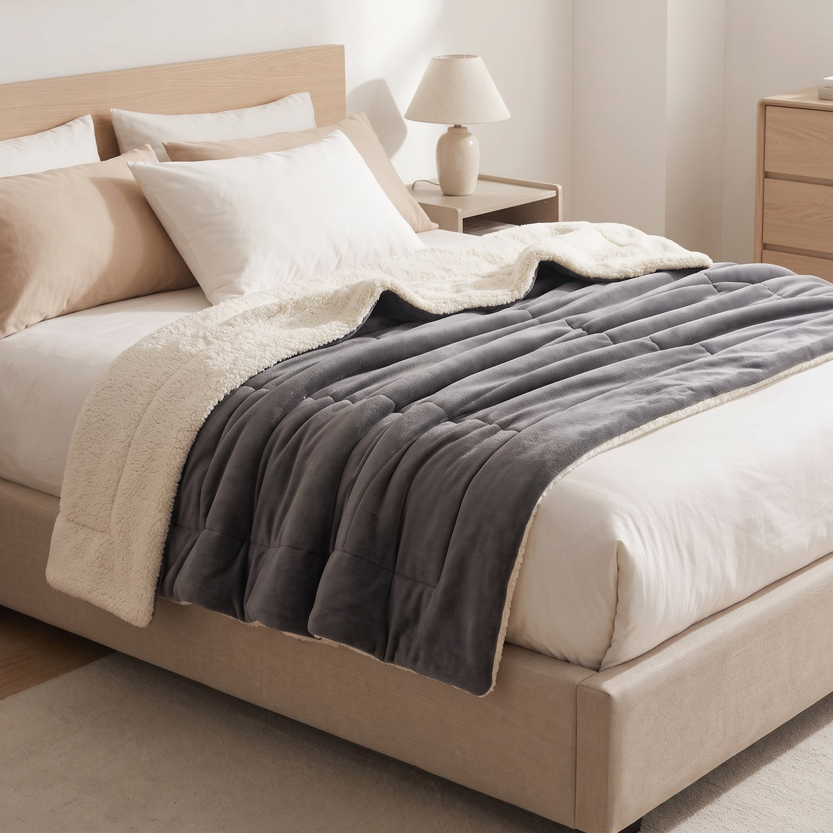 Double-Sided Faux Lambswool Fleece Cozy Blanket