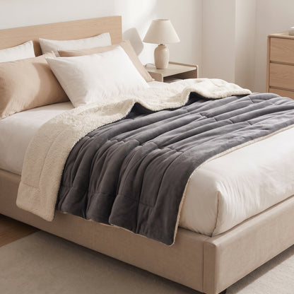 Double-Sided Faux Lambswool Fleece Cozy Blanket