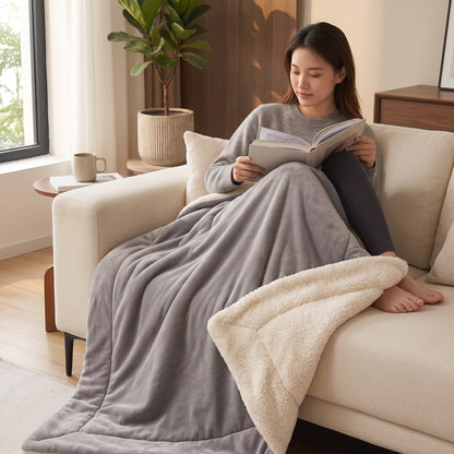 Double-Sided Faux Lambswool Fleece Cozy Blanket