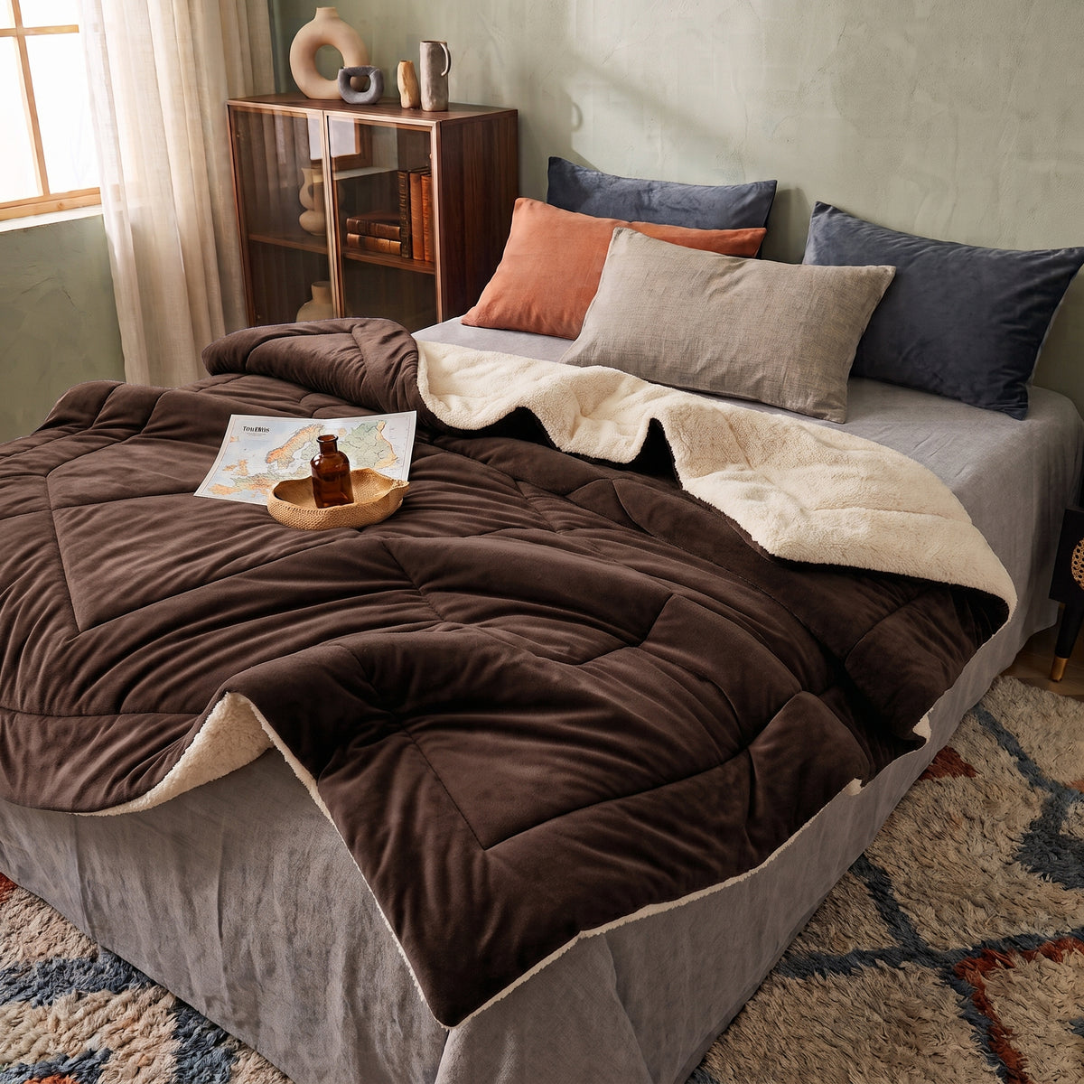 Double-Sided Faux Lambswool Fleece Cozy Blanket