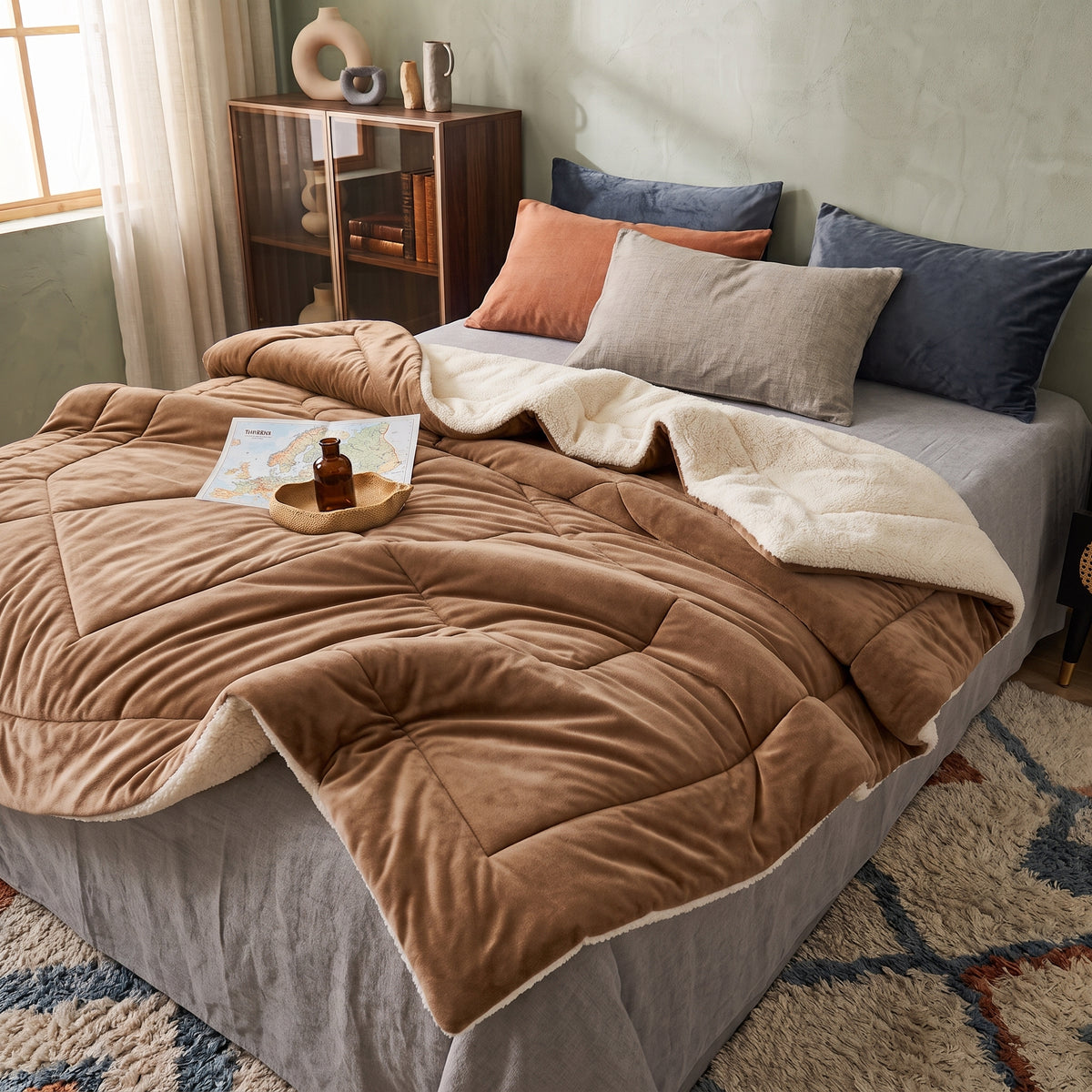 Double-Sided Faux Lambswool Fleece Cozy Blanket