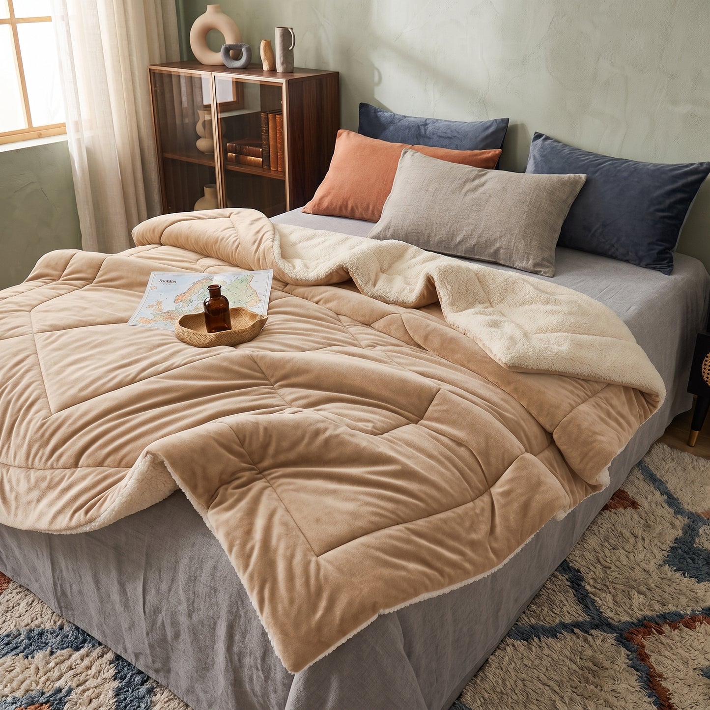 Double-Sided Faux Lambswool Fleece Cozy Blanket