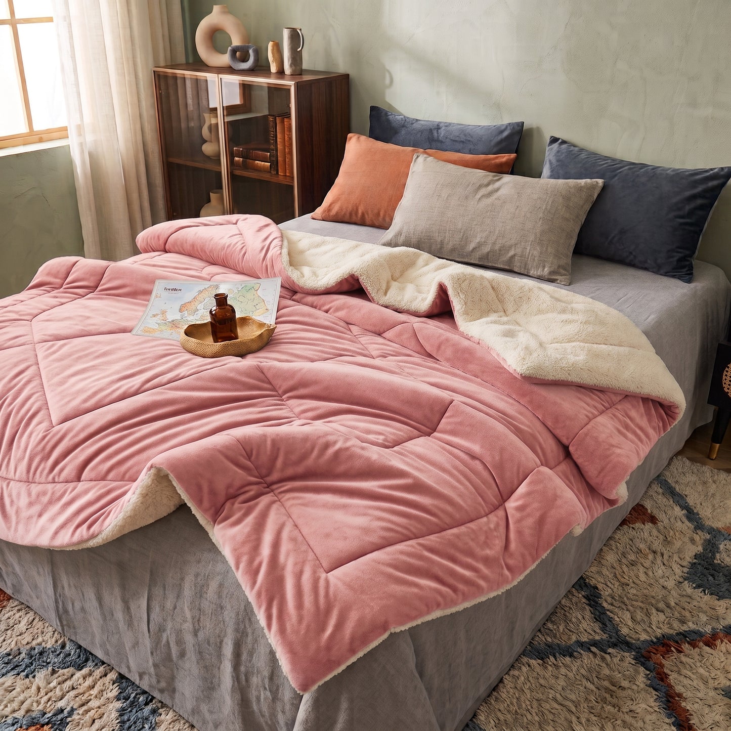 Double-Sided Faux Lambswool Fleece Cozy Blanket