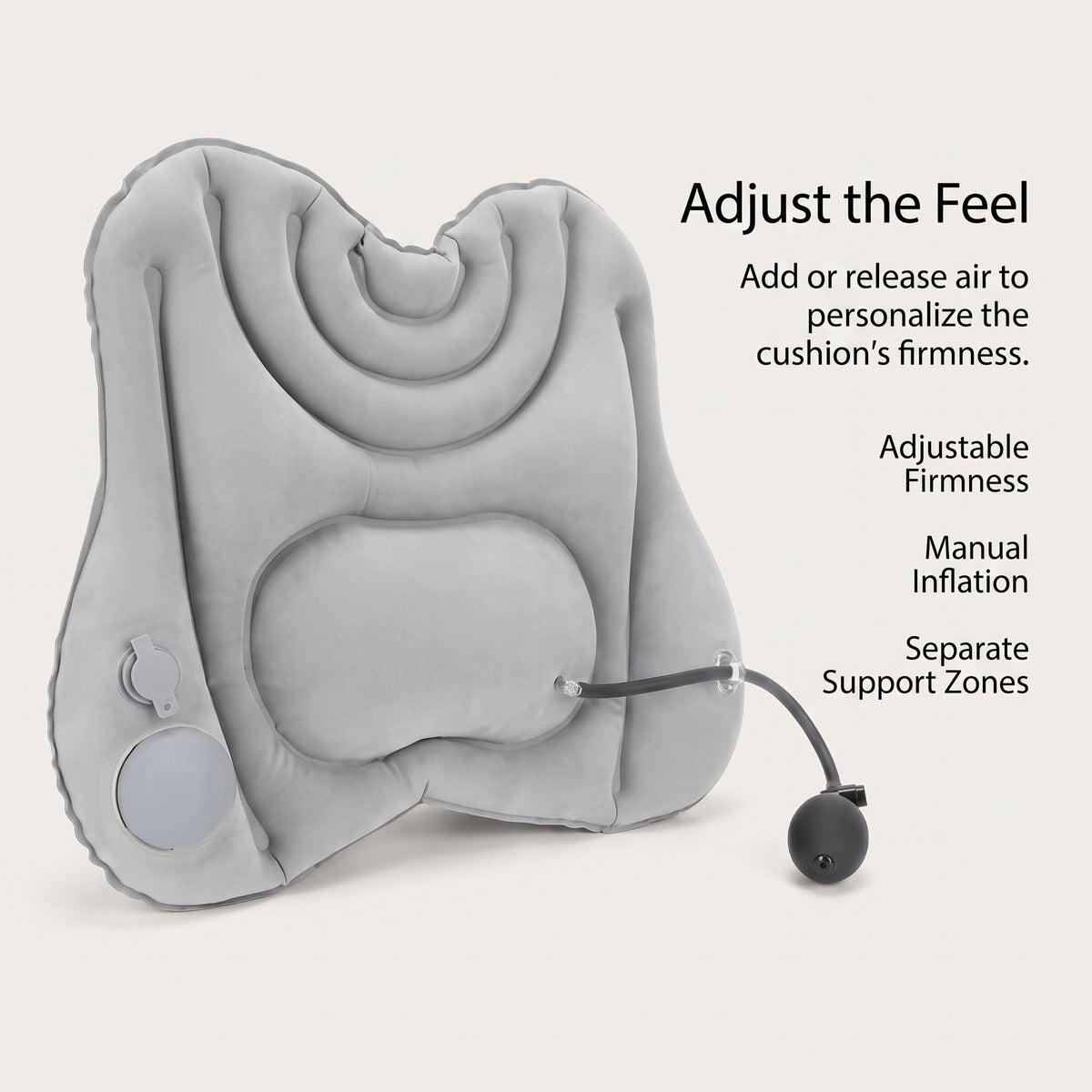 Dual-Chamber Inflatable Lumbar Support Cushion for Chair & Travel