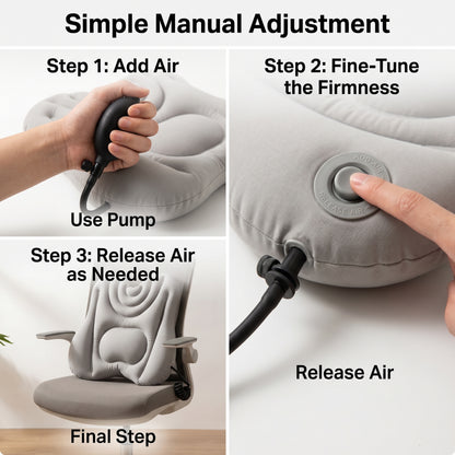 Dual-Chamber Inflatable Lumbar Support Cushion for Chair & Travel