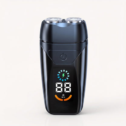 Dual-Head Rotary Electric Travel Shaver with Digital Display