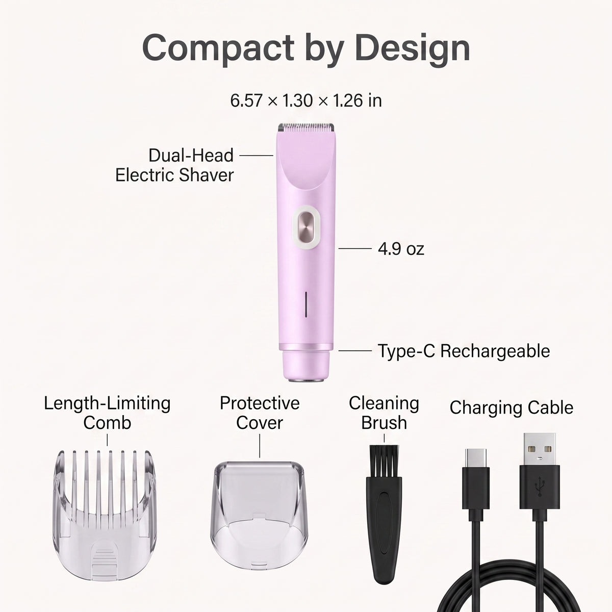 Dual-Head Women's Wet & Dry Electric Shaver & Bikini Trimmer