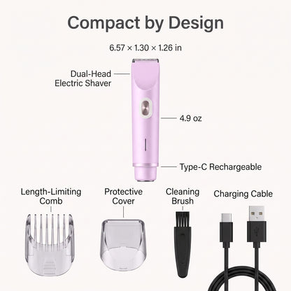Dual-Head Women's Wet & Dry Electric Shaver & Bikini Trimmer