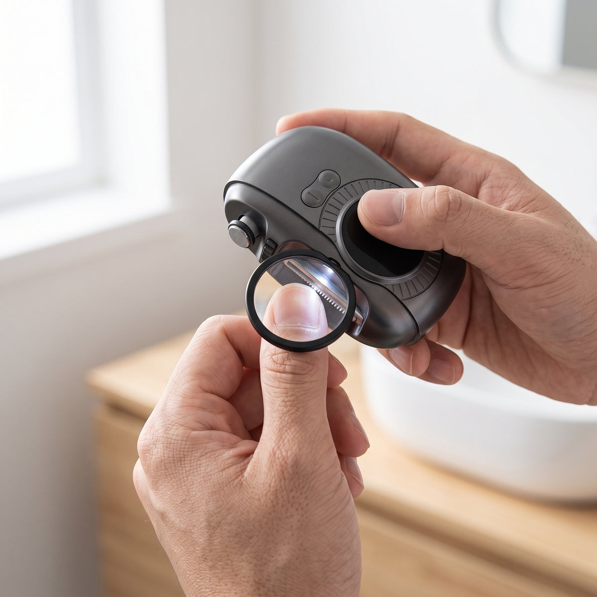 Dual-Mode Electric Nail Clipper with Magnifier & Polishing Heads