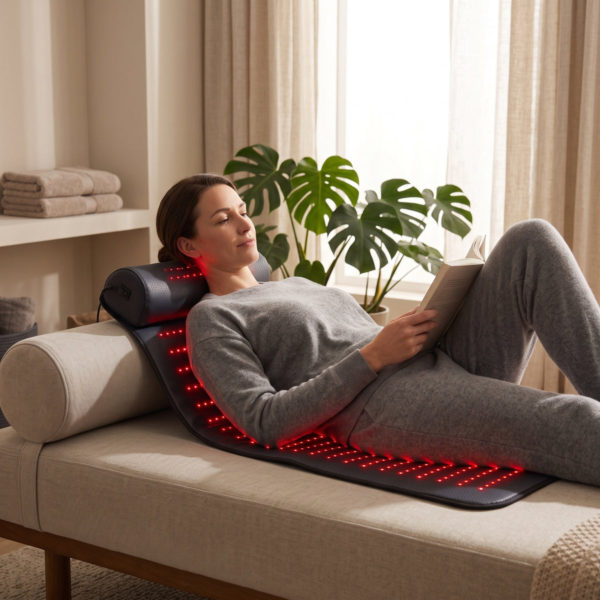 Dual-Wavelength Red Light Therapy Mat with Neck Support