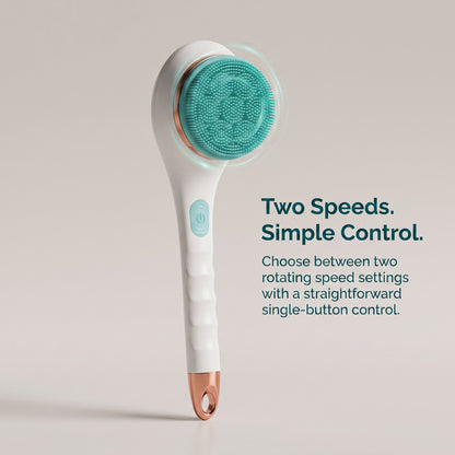 Electric Long-Handle Rotating Body Bath Brush with 4 Interchangeable Heads