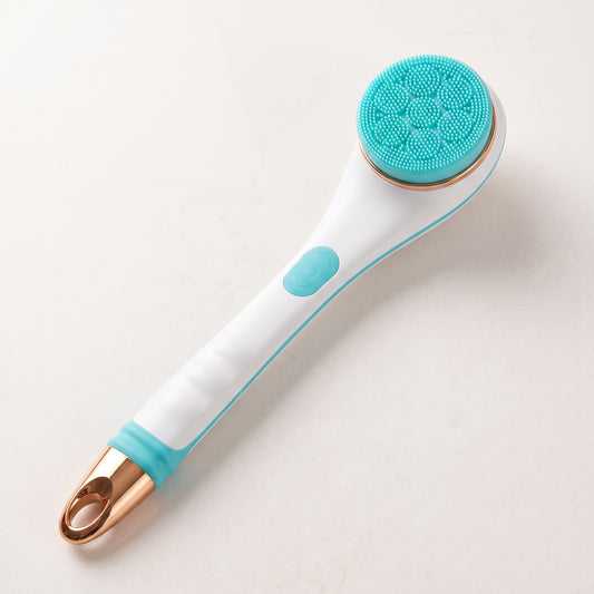Electric Long-Handle Rotating Body Bath Brush with 4 Interchangeable Heads