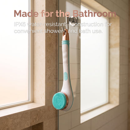 Electric Long-Handle Rotating Body Bath Brush with 4 Interchangeable Heads