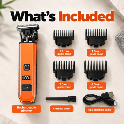 Digital T-Blade Hair & Beard Trimmer with 4 Guide Combs