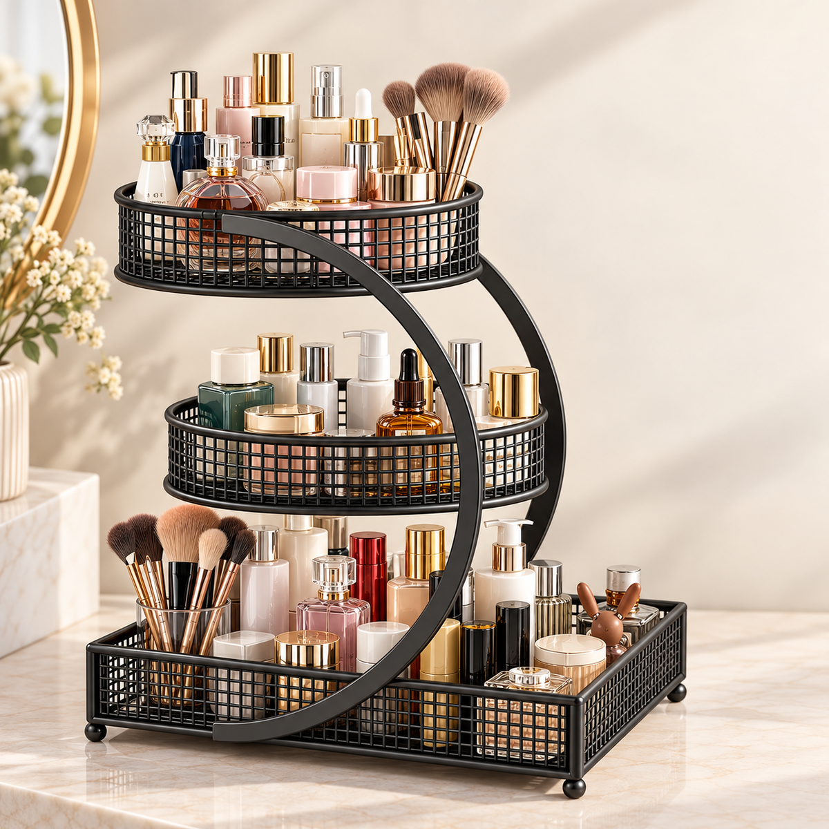 3-Tier Arched Makeup & Skincare Organizer Rack