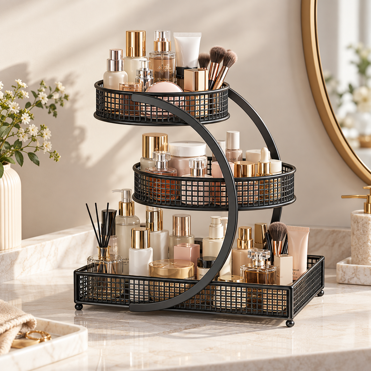 3-Tier Arched Makeup & Skincare Organizer Rack