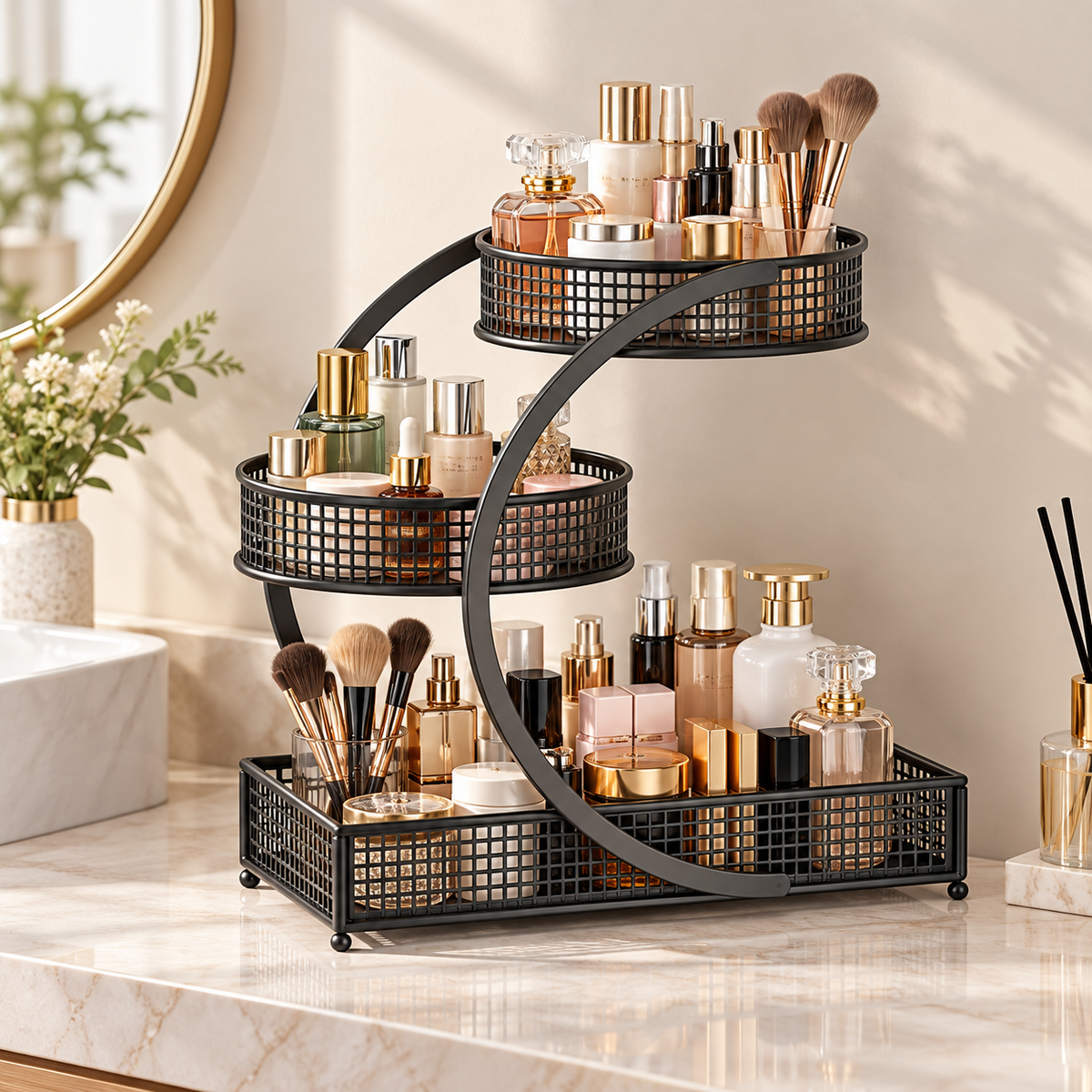 3-Tier Arched Makeup & Skincare Organizer Rack
