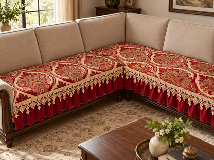 Jacquard Anti-Slip Sofa Protector with 18 cm Decorative Skirt