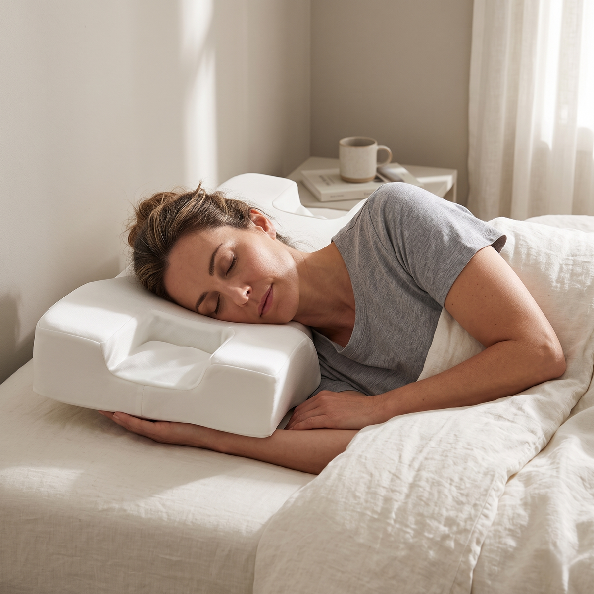 Ergonomic Memory Foam Side Sleeper Face & Neck Support Pillow