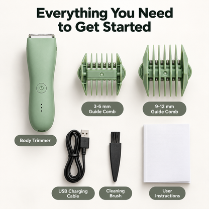 Men's Waterproof Body Trimmer with Ceramic-Stainless Blade System