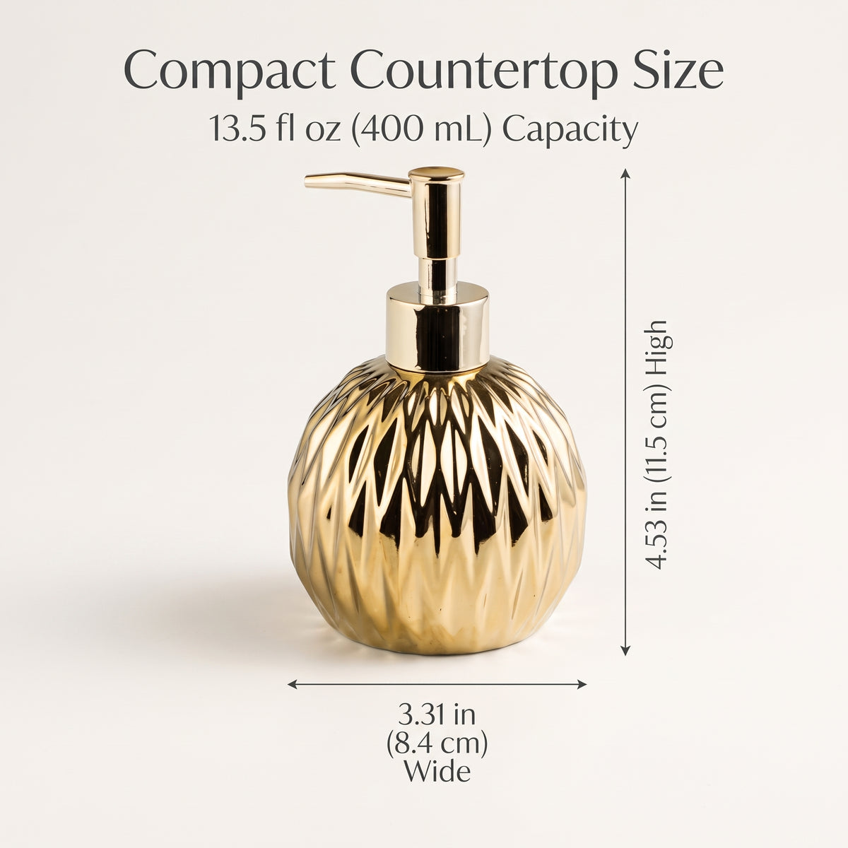Faceted Ceramic Soap Dispenser Set with Matching Countertop Tray