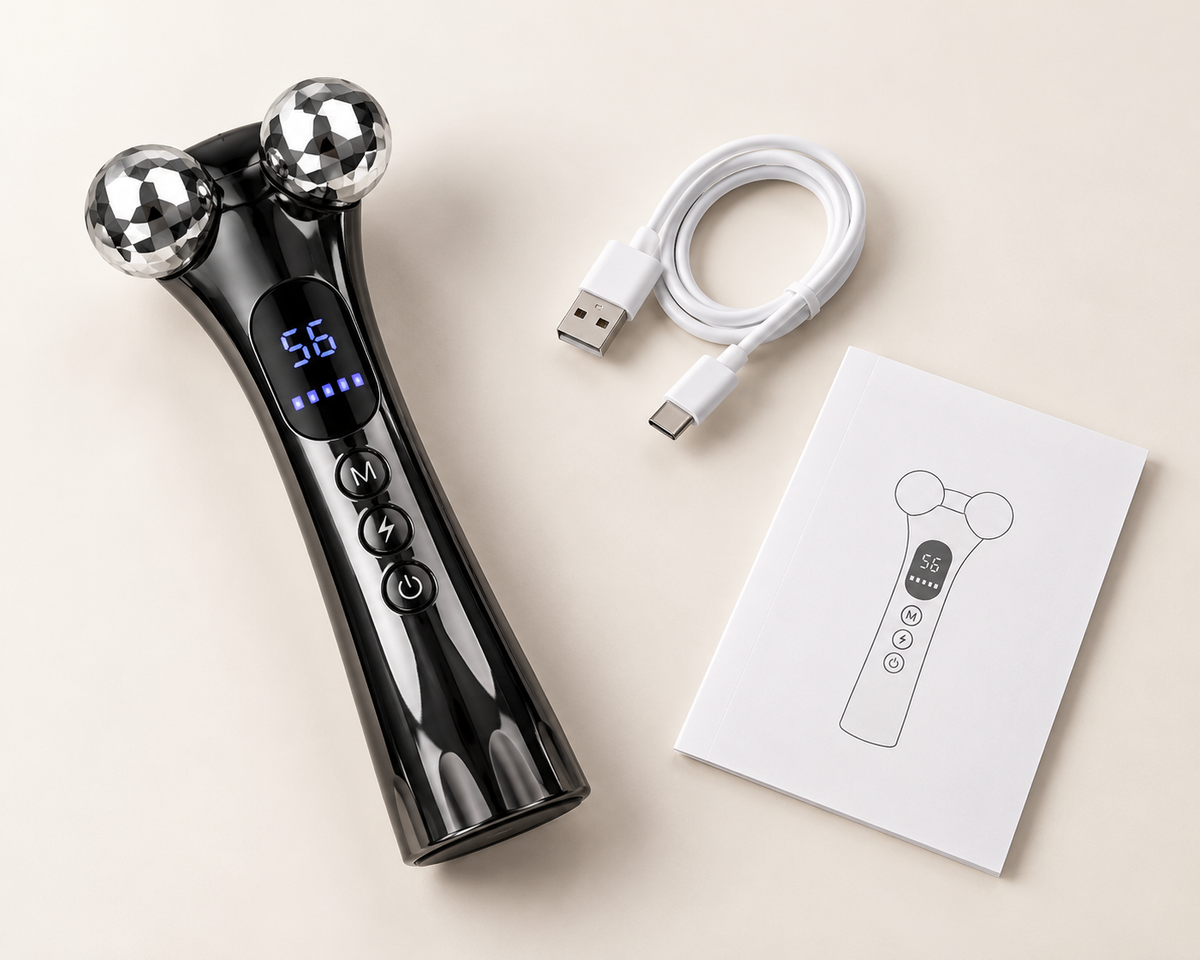 Rechargeable Dual-Roller Microcurrent Facial & Neck Massager