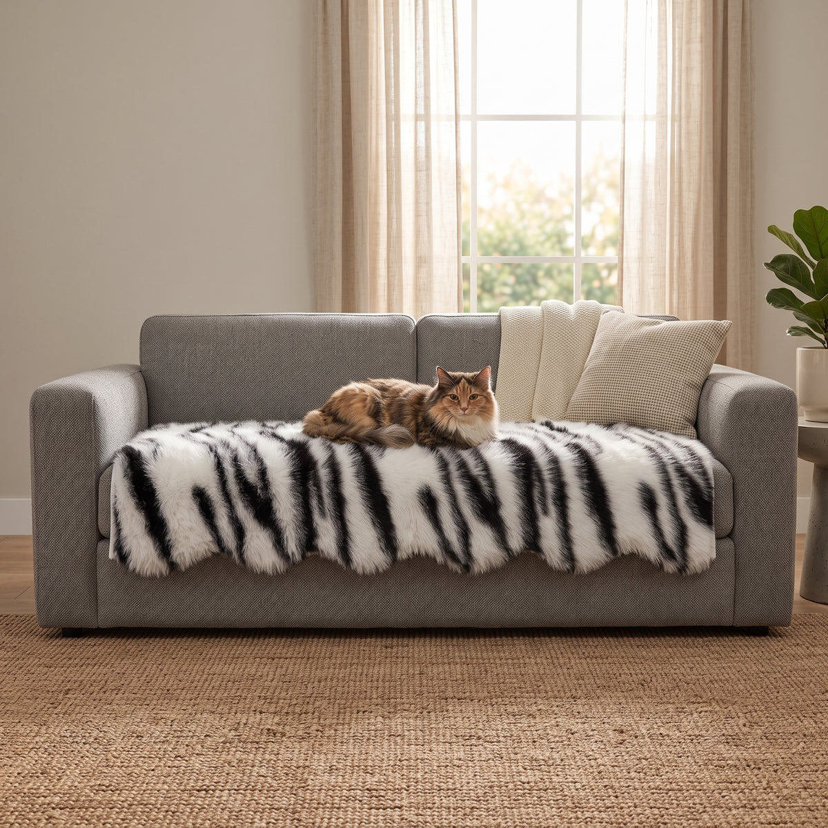 Faux Mink Plush Anti-Slip Sofa Cover Throw