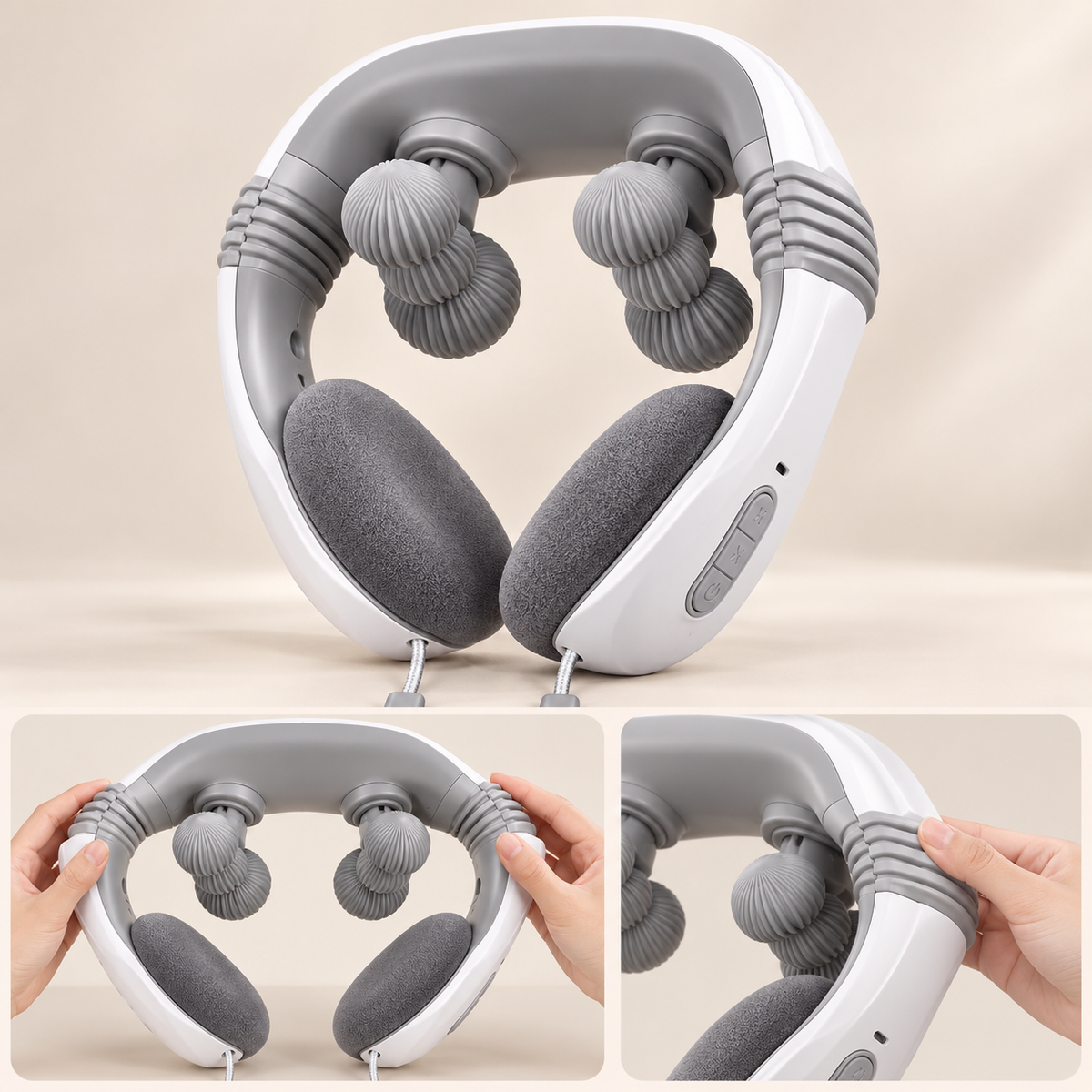 Wearable 6D Kneading Neck Massager with Heat & Flexible Support