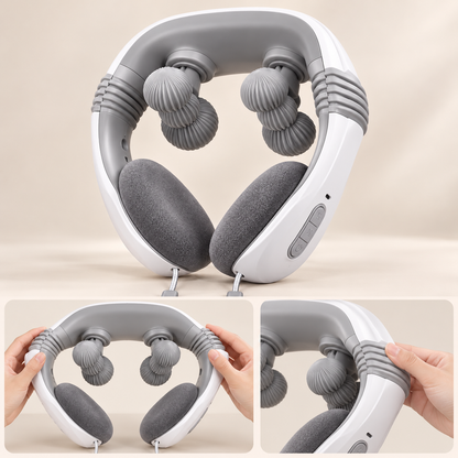 Wearable 6D Kneading Neck Massager with Heat & Flexible Support