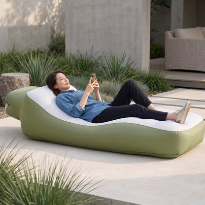 Full-Length Inflatable Lounger Sofa with Breathable Mesh Center