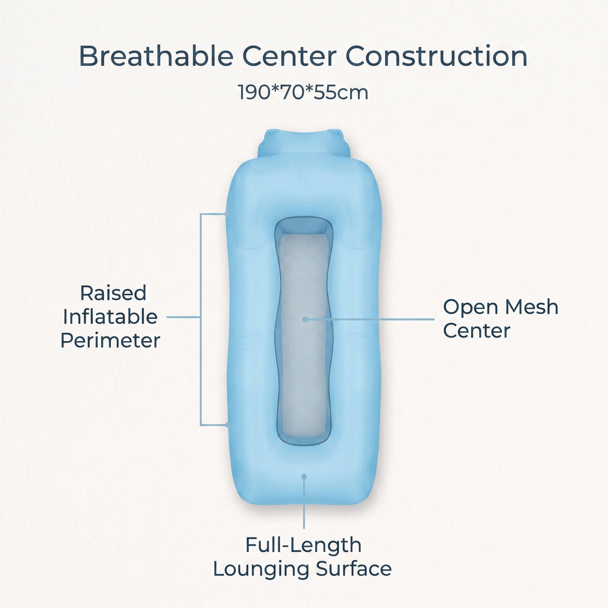 Full-Length Inflatable Lounger Sofa with Breathable Mesh Center