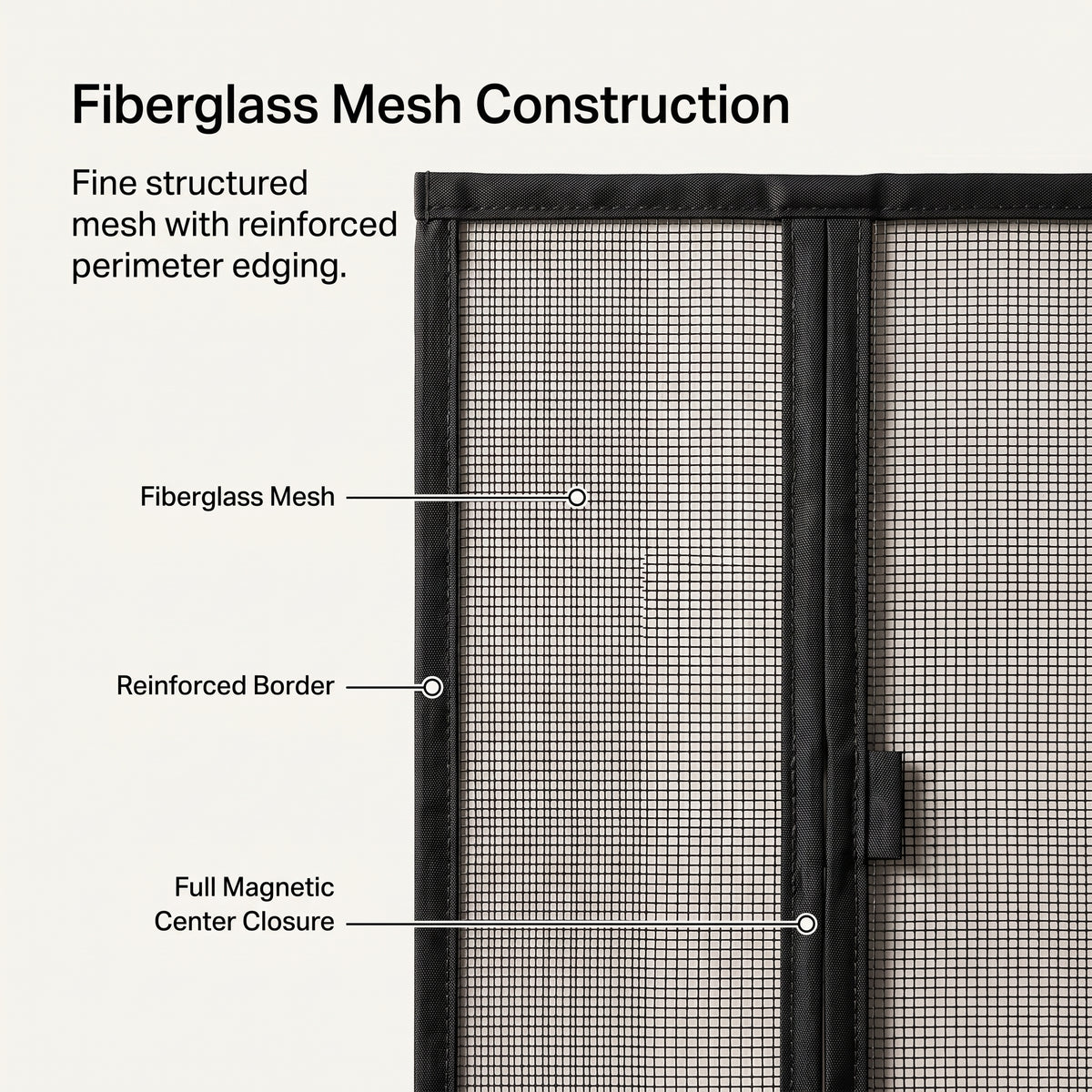 Full Magnetic Fiberglass Mesh Self-Closing Door Screen Curtain
