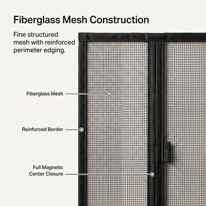Full Magnetic Fiberglass Mesh Self-Closing Door Screen Curtain