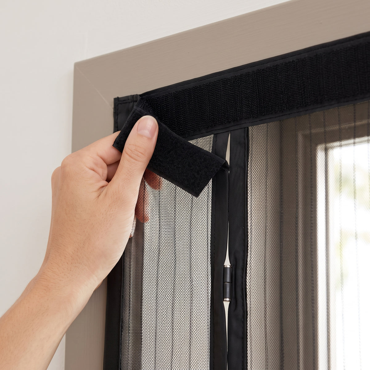 Full Magnetic Fiberglass Mesh Self-Closing Door Screen Curtain