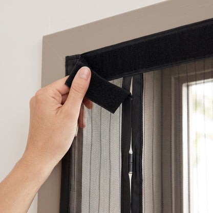 Full Magnetic Fiberglass Mesh Self-Closing Door Screen Curtain