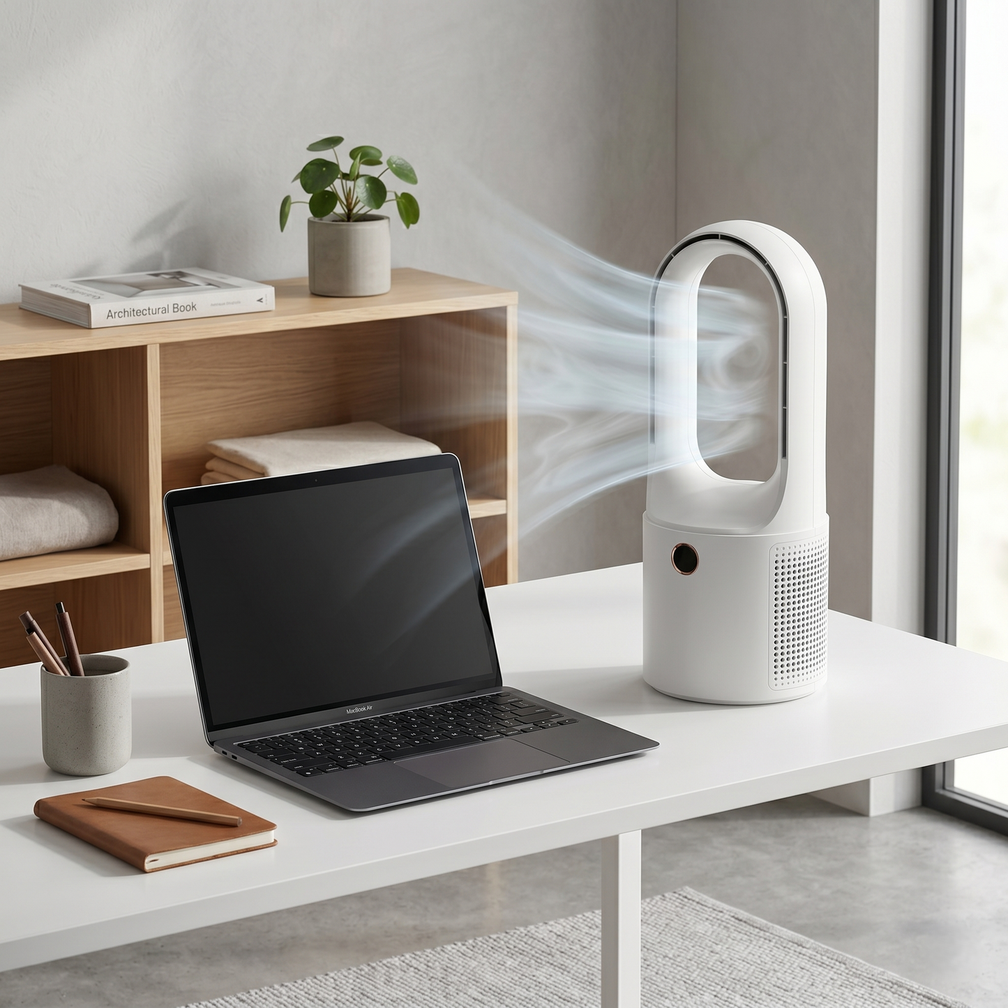 Bladeless Personal Cooling Tower – Quiet Airflow Comfort for Home & Workspace