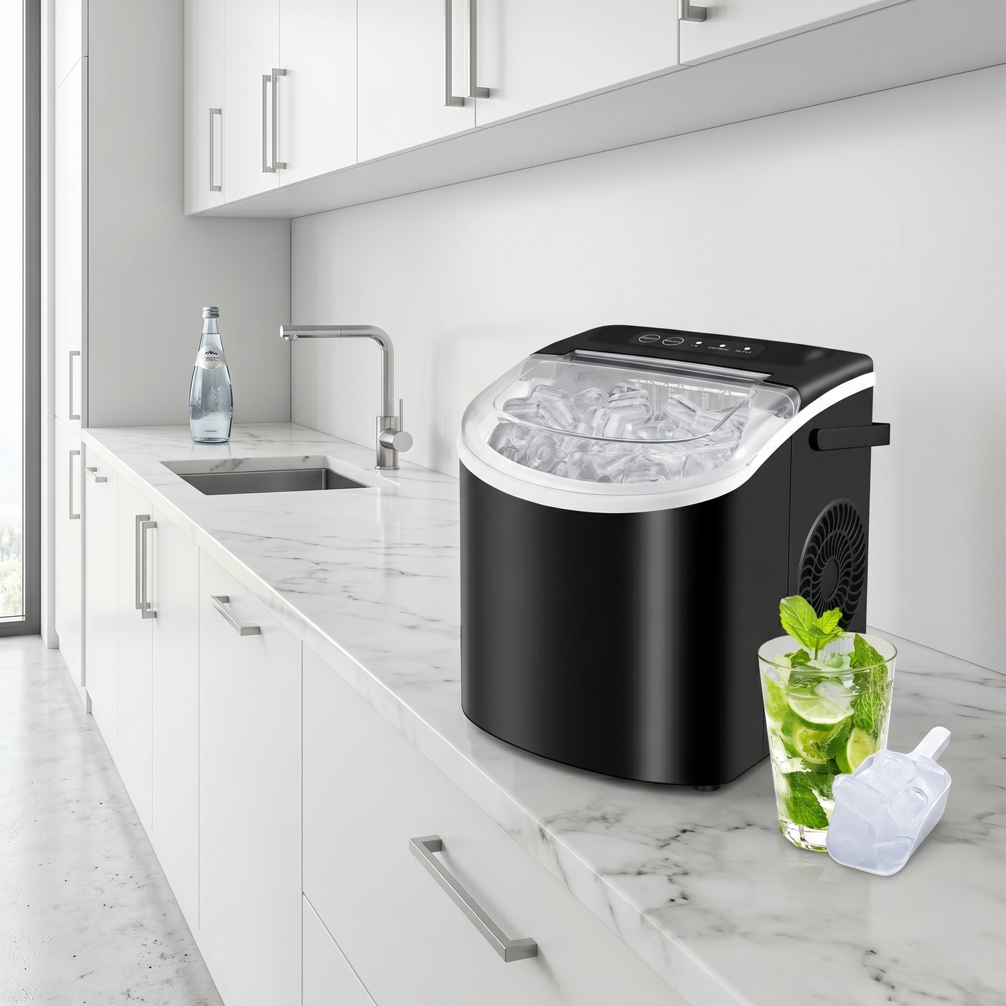 Premium Countertop Ice Maker With Fast Ice Production & Self-Cleaning Function