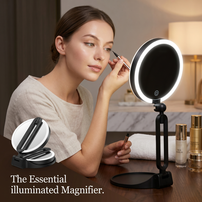 Kovelli™ LED Makeup Mirror with Lights & 30X Magnification – Rechargeable Portable Vanity Mirror