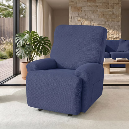 4-Piece Jacquard Stretch Recliner Chair Cover with Side Pocket