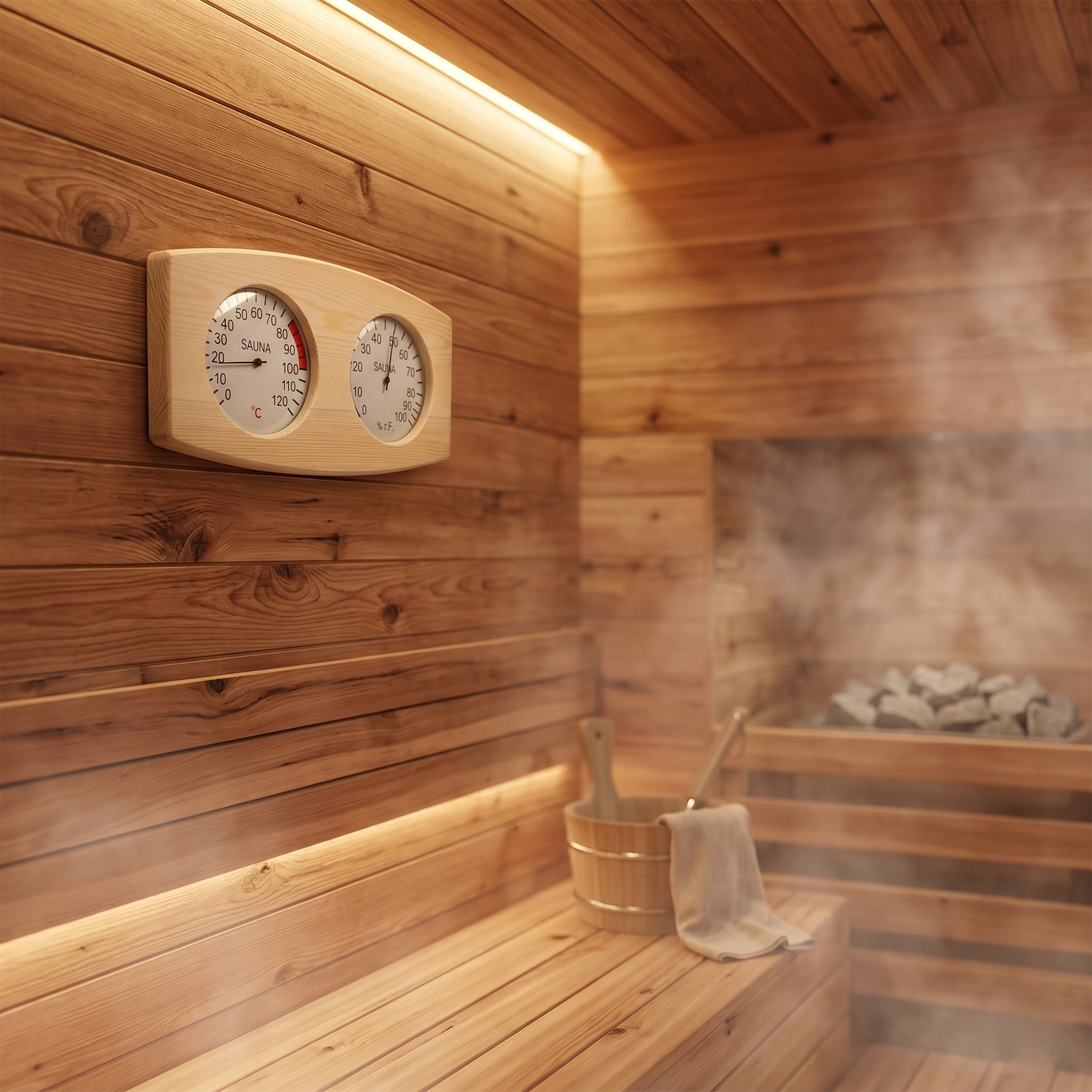 Wood Sauna Thermometer and Hygrometer Wall Mount Gauge