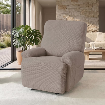 4-Piece Jacquard Stretch Recliner Chair Cover with Side Pocket