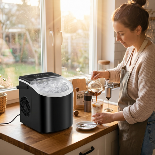 Premium Countertop Ice Maker With Fast Ice Production & Self-Cleaning Function
