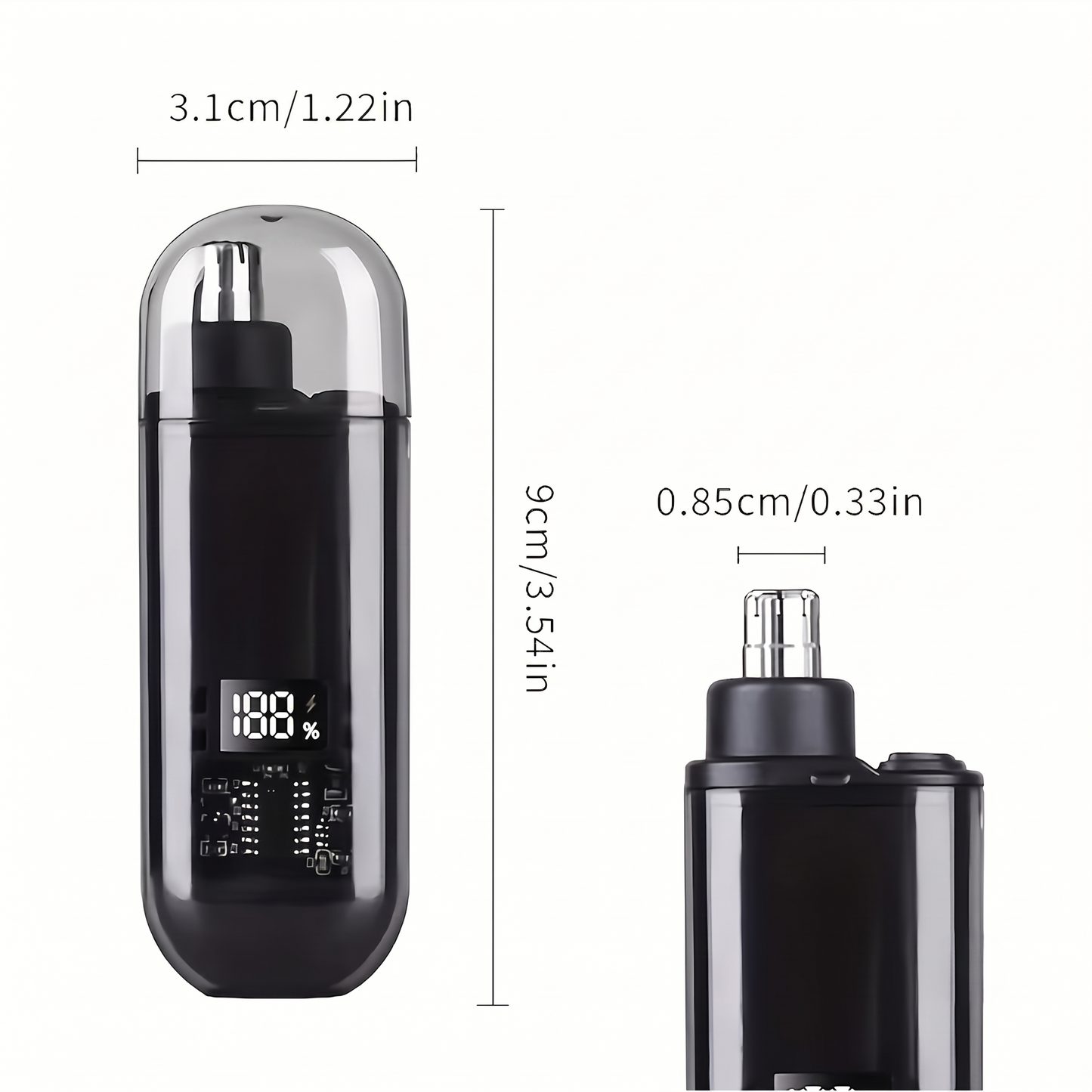Rechargeable Precision Nose & Ear Trimmer with LED Display