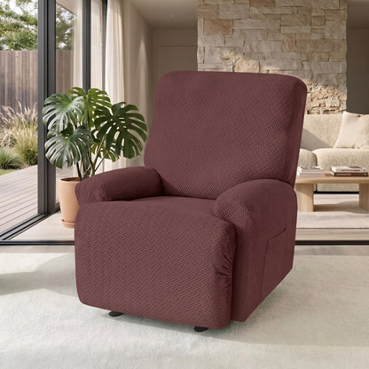 4-Piece Jacquard Stretch Recliner Chair Cover with Side Pocket