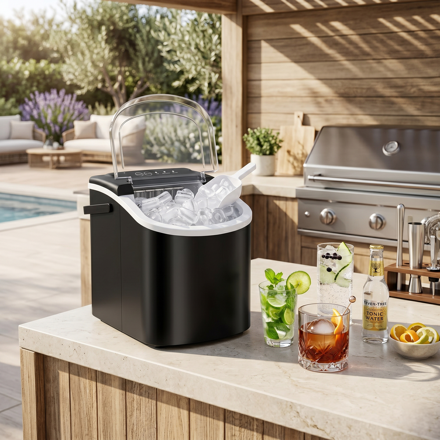 Premium Countertop Ice Maker With Fast Ice Production & Self-Cleaning Function