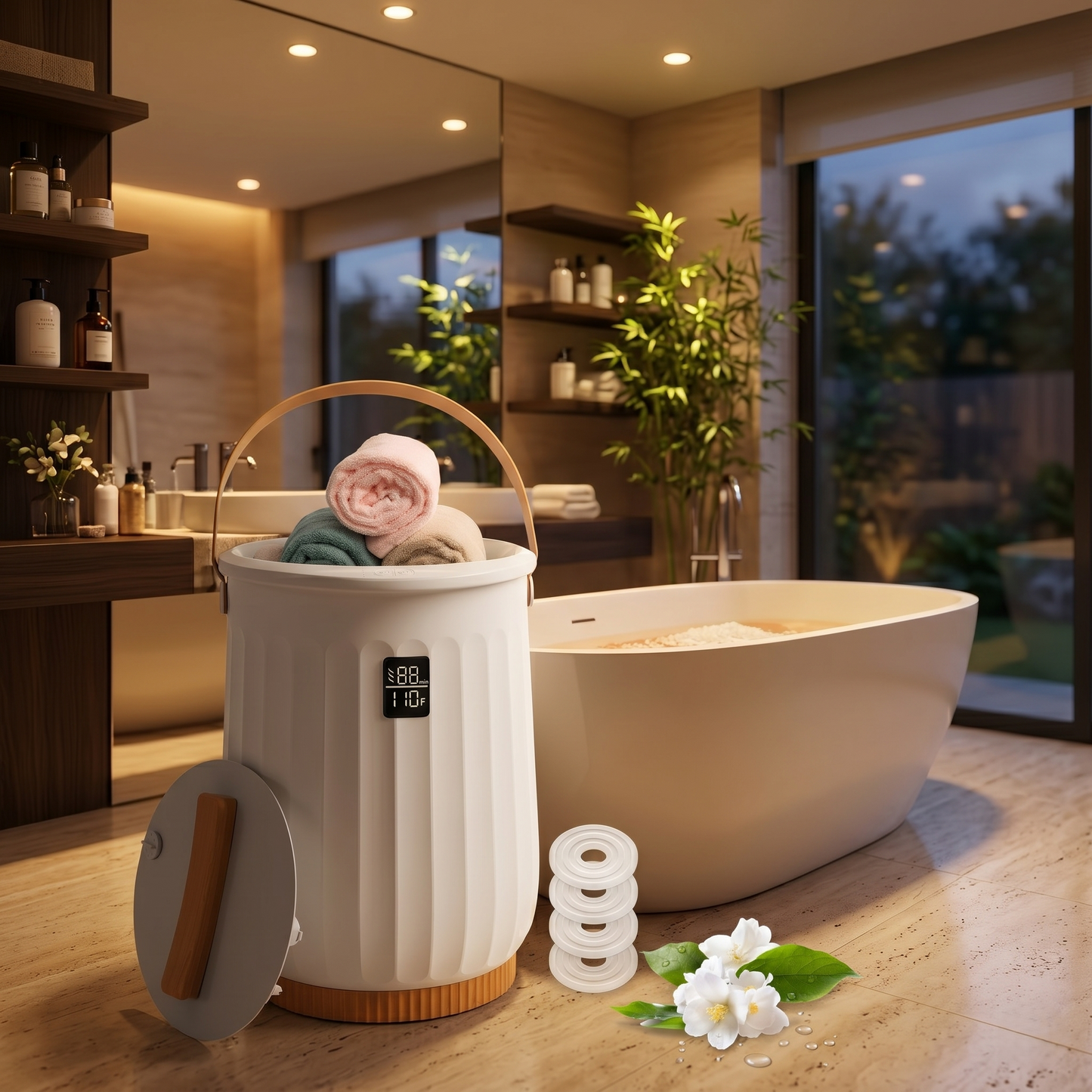 Kovelli™ Luxury Towel Warmer Bucket – Spa-Inspired Heated Towel & Blanket Warmer with Aromatherapy