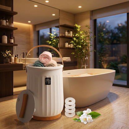 Kovelli™ Luxury Towel Warmer Bucket – Spa-Inspired Heated Towel & Blanket Warmer with Aromatherapy