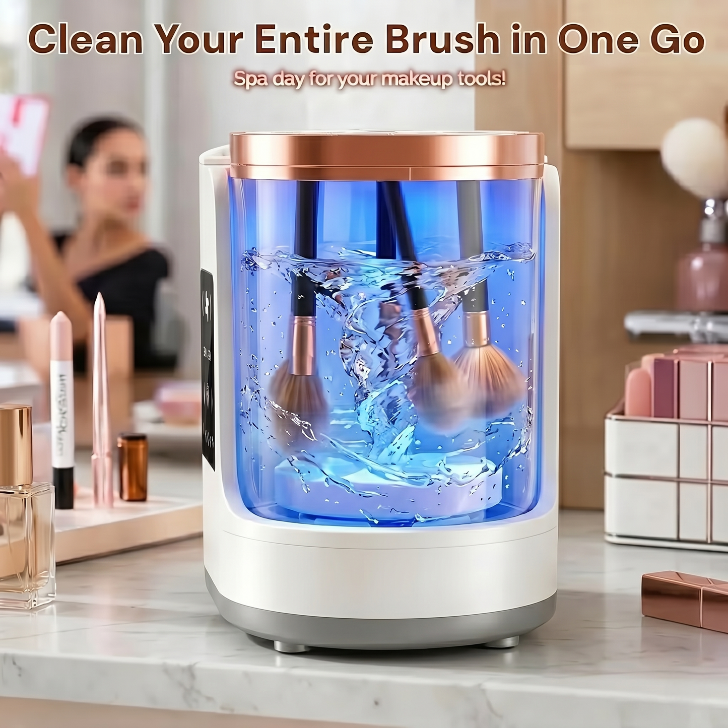 Kovelli™ Smart Makeup Brush Cleaner & Dryer – Automatic USB Cosmetic Brush Cleaning Machine