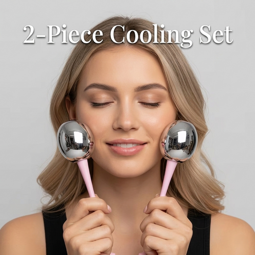 Cooling Face Rollers (2-Pack) – Stainless Steel Facial Massage Tools for Daily Skin Routine
